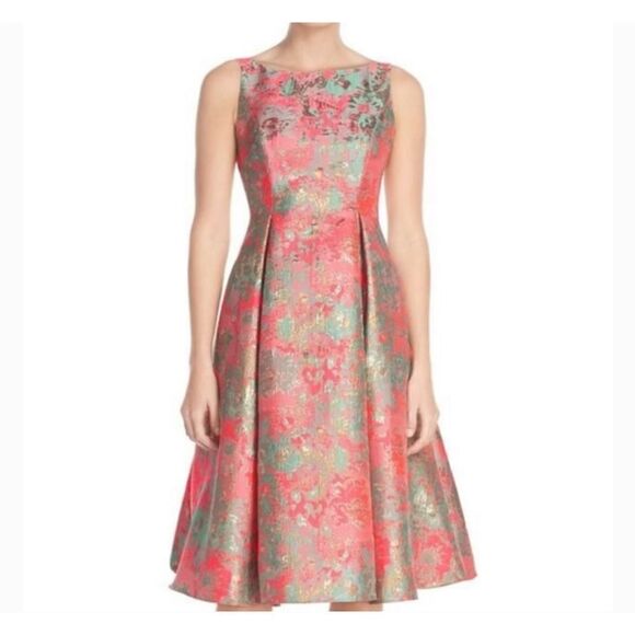 Adrianna papell floral jacquard flare fit dress size 2 - Picture 1 of 9